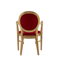Chandelle Armchair in Gold with Crimson Red Velvet Seat Pad