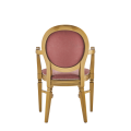 Chandelle Armchair in Gold with Rose Pink Velvet Seat Pad