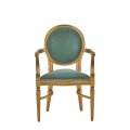 Chandelle Armchair in Gold with Seagreen Velvet Seat Pad