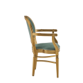 Chandelle Armchair in Gold with Seagreen Velvet Seat Pad