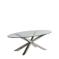 Cognac Coffee Table in Chrome with Oval Crystal Top