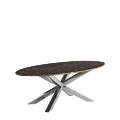 Cognac Coffee Table in Chrome with Oval Marble Top