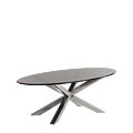 Cognac Coffee Table in Chrome with Oval Smoked Top