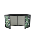 Unico Curved DJ Booth with Black Frame and Palm Leaf Print Panels