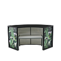 Unico Curved DJ Booth with Black Frame and Palm Leaf Print Panels