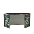 Unico Curved DJ Booth - SS Frame -  Palm Leaf Panels - Black Top