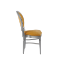 Chandelle Chair in Silver with Amber Velvet Seat Pad