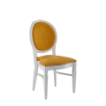 Chandelle Chair in White with Amber Velvet Seat Pad