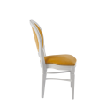 Chandelle Chair in White with Amber Velvet Seat Pad
