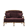 Paris Settee Sofa Amethyst in Gold upholstered in Purple Velvet