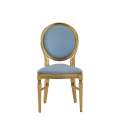 Chandelle Chair in Gold with Baby Blue Seat Pad