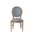 Chandelle Chair in Ivory with Baby Blue Seat Pad