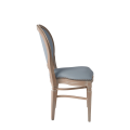 Chandelle Chair in Ivory with Baby Blue Seat Pad