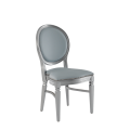 Chandelle Chair in Silver with Baby Blue Seat Pad