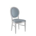 Chandelle Chair in White with Baby Blue Seat Pad