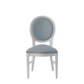 Chandelle Chair in White with Baby Blue Seat Pad