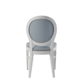 Chandelle Chair in White with Baby Blue Seat Pad