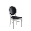 Chandelle Chair in White with Black Seat Pad