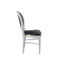 Chandelle Chair in White with Black Seat Pad