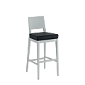 Porcino Bar Stool in White with Black Seat Pad