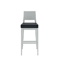 Porcino Bar Stool in White with Black Seat Pad