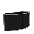Unico Curved DJ Booth with Stainless Steel Frame and Black Panels