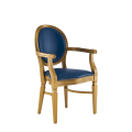 Chandelle Armchair in Gold with Blue Seat Pad