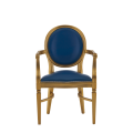 Chandelle Armchair in Gold with Blue Seat Pad