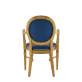 Chandelle Armchair in Gold with Blue Seat Pad