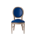 Chandelle Chair in Ivory with Blue Seat Pad