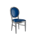 Chandelle Chair in Silver with Blue Seat Pad