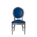 Chandelle Chair in Silver with Blue Seat Pad