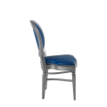 Chandelle Chair in Silver with Blue Seat Pad