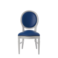 Chandelle Chair in White with Blue Seat Pad