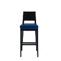 Porcino Bar Stool in Black with Blue Seat Pad