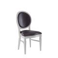 Chandelle Chair in White with Brown Seat Pad