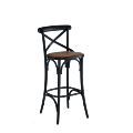 Coco Bar Stool in Black with Cane Work Seat Pad