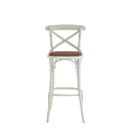 Coco Bar Stool in White with Cane Work Seat Pad