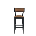 The Bogart Bar Stool in Black with Caramel Seat Pad