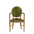 Chandelle Armchair in Gold with Chartreuse Green Seat Pad