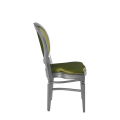 Chandelle Chair in Silver with Chartreuse Green Seat Pad