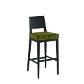 Porcino Bar Stool in Black with Chartreuse Green Velvet Seat Pad
