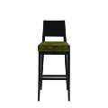 Porcino Bar Stool in Black with Chartreuse Green Velvet Seat Pad