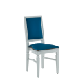 CKC Chair in White with Cornflower Blue Seat Pad