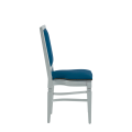 CKC Chair in White with Cornflower Blue Seat Pad