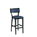 The Bogart Bar Stool in Black with Cornflower Blue Seat Pad