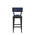 The Bogart Bar Stool in Black with Cornflower Blue Seat Pad