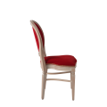 Chandelle Chair in Ivory with Crimson Red Velvet Seat Pad