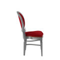 Chandelle Chair in Silver with Crimson Red Velvet Seat Pad