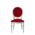 Chandelle Chair in White with Crimson Red Velvet Seat Pad